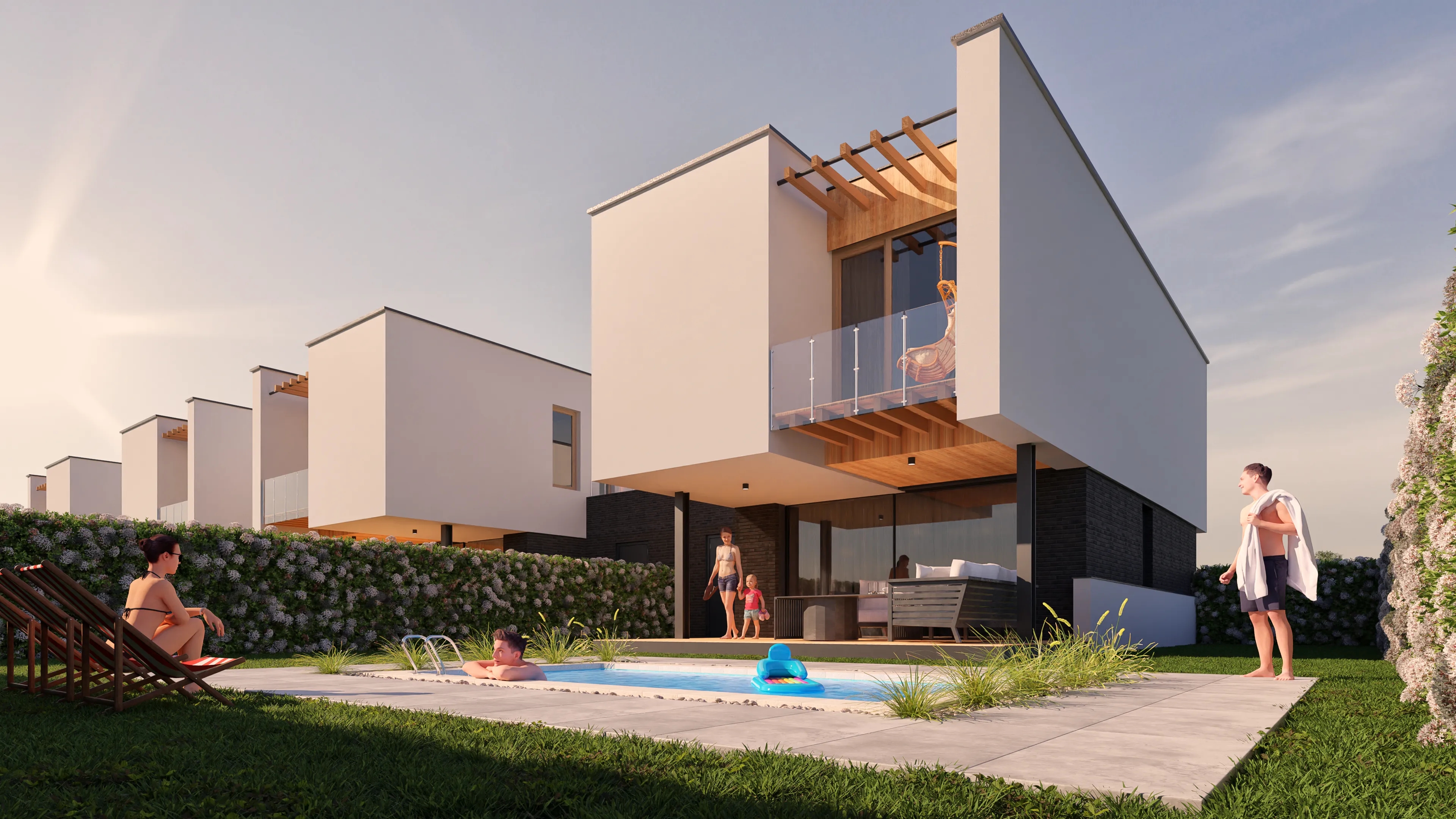 Zielone podwórko za budynkiem